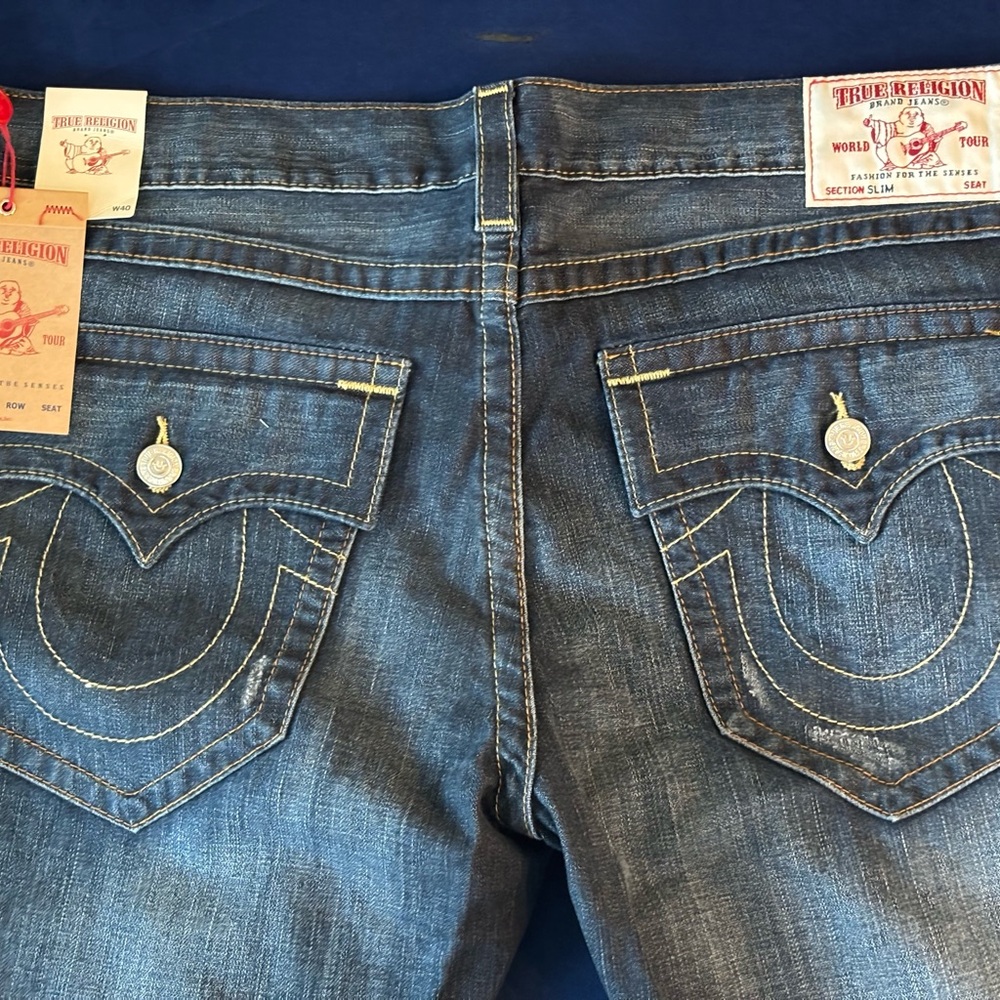 True Religion Slim Fit Jeans W40 | World Tour Buddha | Dark Wash NWT